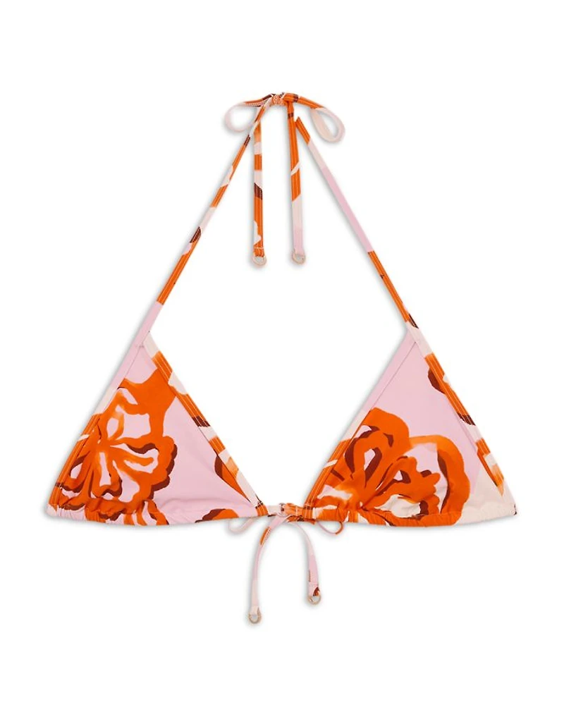 Leaf Print Back Tie Bikini Top