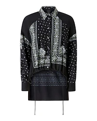 Printed Drawstring Hem Blouse