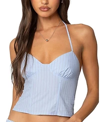 Edikted Janey Pinstripe Halter Top