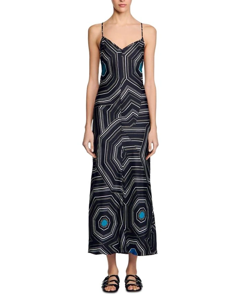 Patterned Silk Maxi Dress