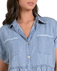 Frayed Trim Shirt Dress