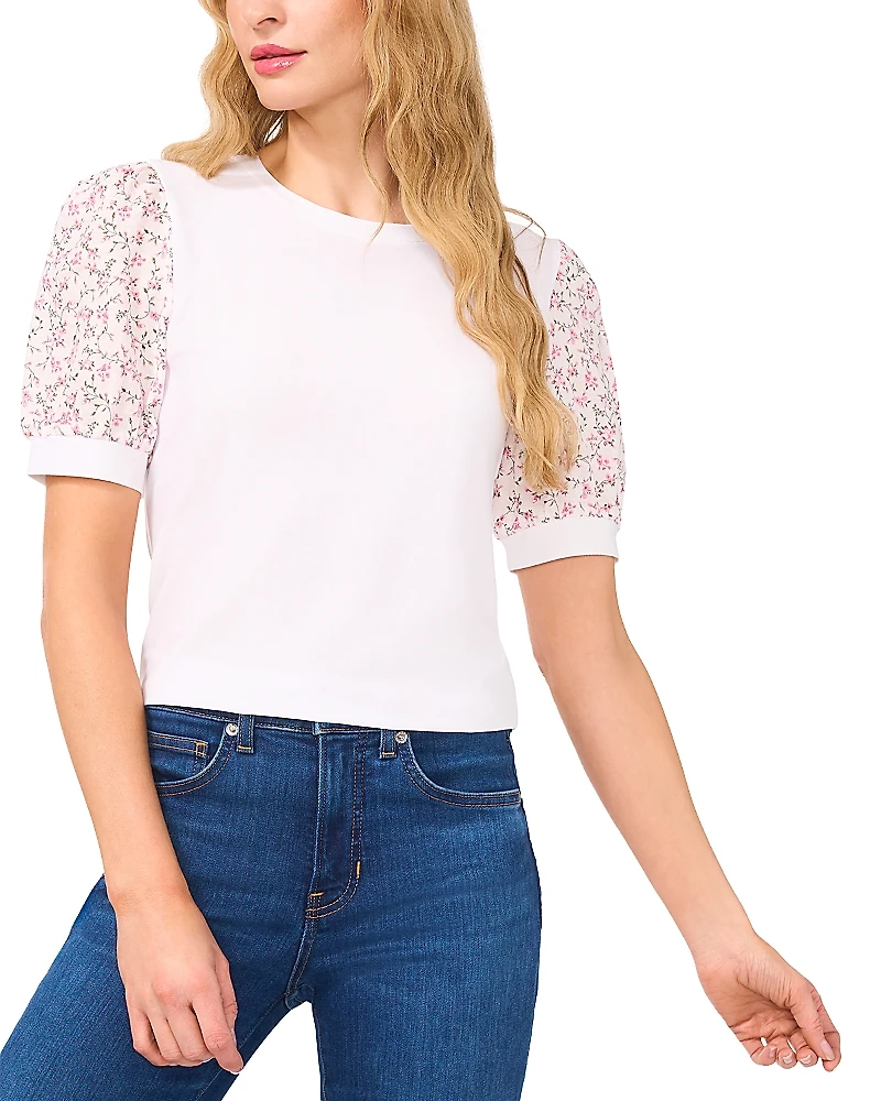 CeCe Puff Sleeve Knit Top