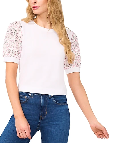 CeCe Puff Sleeve Knit Top