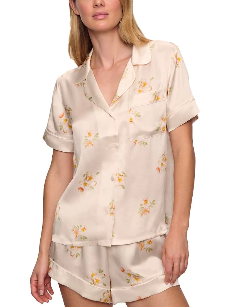 Inez Printed Washable Silk Short Pajama Set