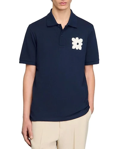 Polo Shirt With Flower Patch