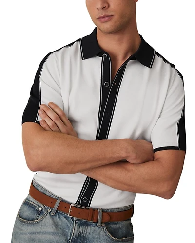 Dunwich Button Through Color Block Tipped Shirt