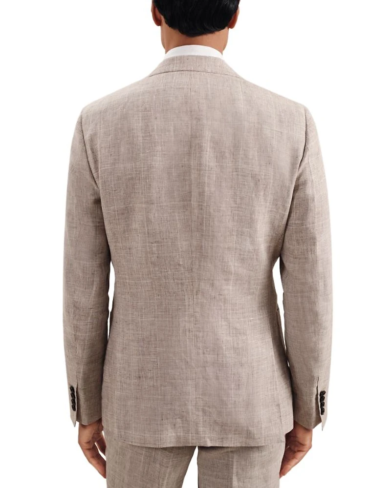 Ashton Linen Check Regular Fit Notch Lapel Blazer