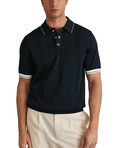 Portman Half Zip Textured Color Block Polo Shirt