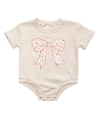 Sweet Wink Girls' Ditsy Floral Bow Patch Short Sleeve Romper - Baby