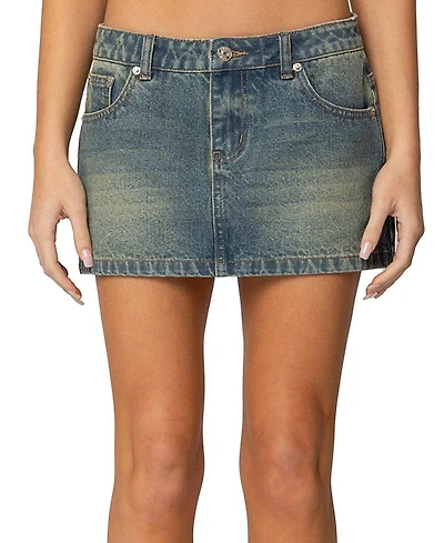 Edikted Tristan Washed Denim Mini Skirt