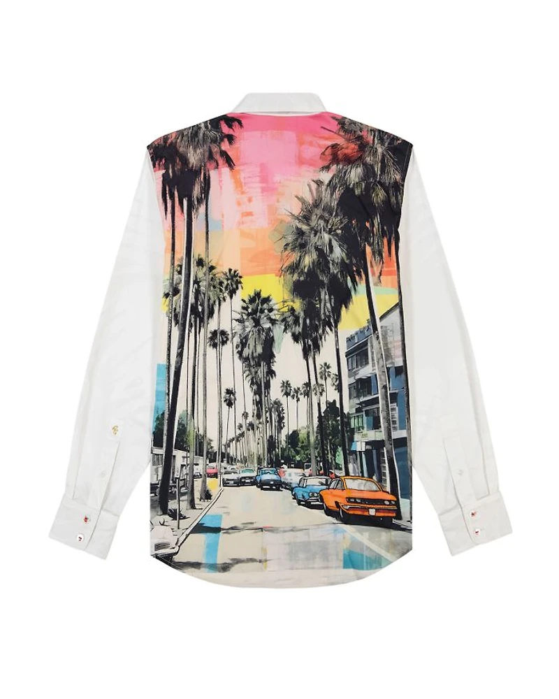 Back Print Long Sleeve Woven Shirt