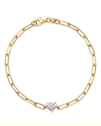Moon & Meadow Heart Lab Grown Diamond Solitaire Paperclip Bracelet