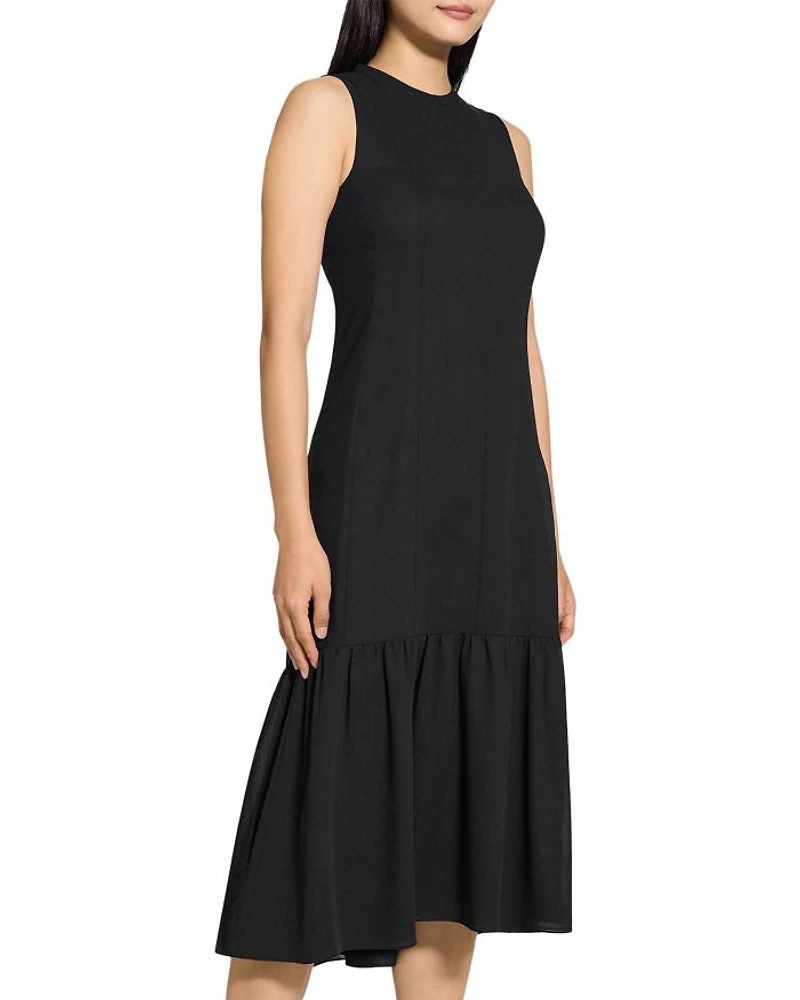 Tie Neck Tiered Midi Dress