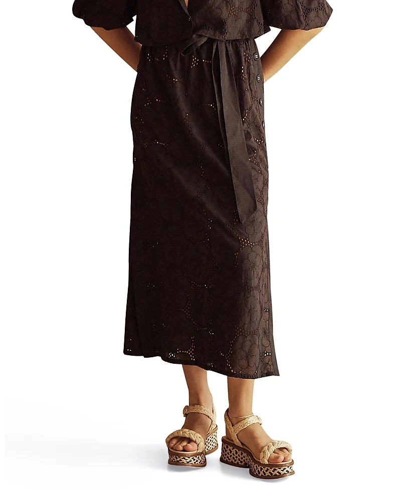 Aur OceA Ricamo Side Button Skirt