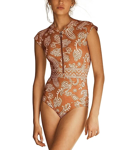 Aur OceA Buta Panelled Cap Sleeve One Piece