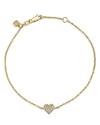 Sydney Evan 14K Yellow Gold Diamond Pave Heart Chain Link Bracelet