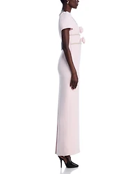 Pink Crepe Crystal Trim Maxi Dress