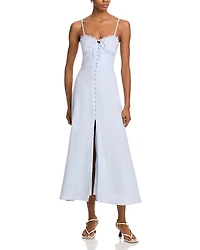 LoveShackFancy Linella Sweetheart Button Front Midi Dress