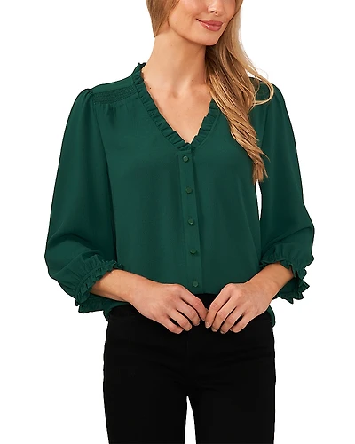 CeCe Ruffle Trim Blouse