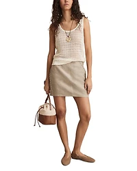 Whip Stitch Linen Mini Skirt