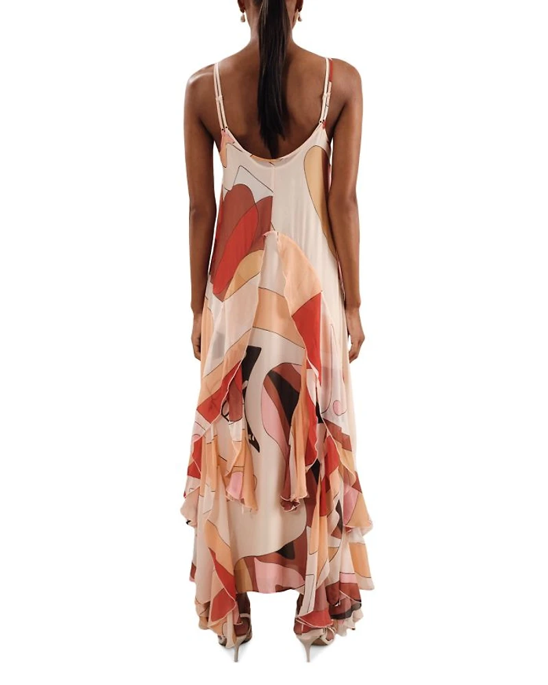 Sasha Printed Ruffle Trim Dress