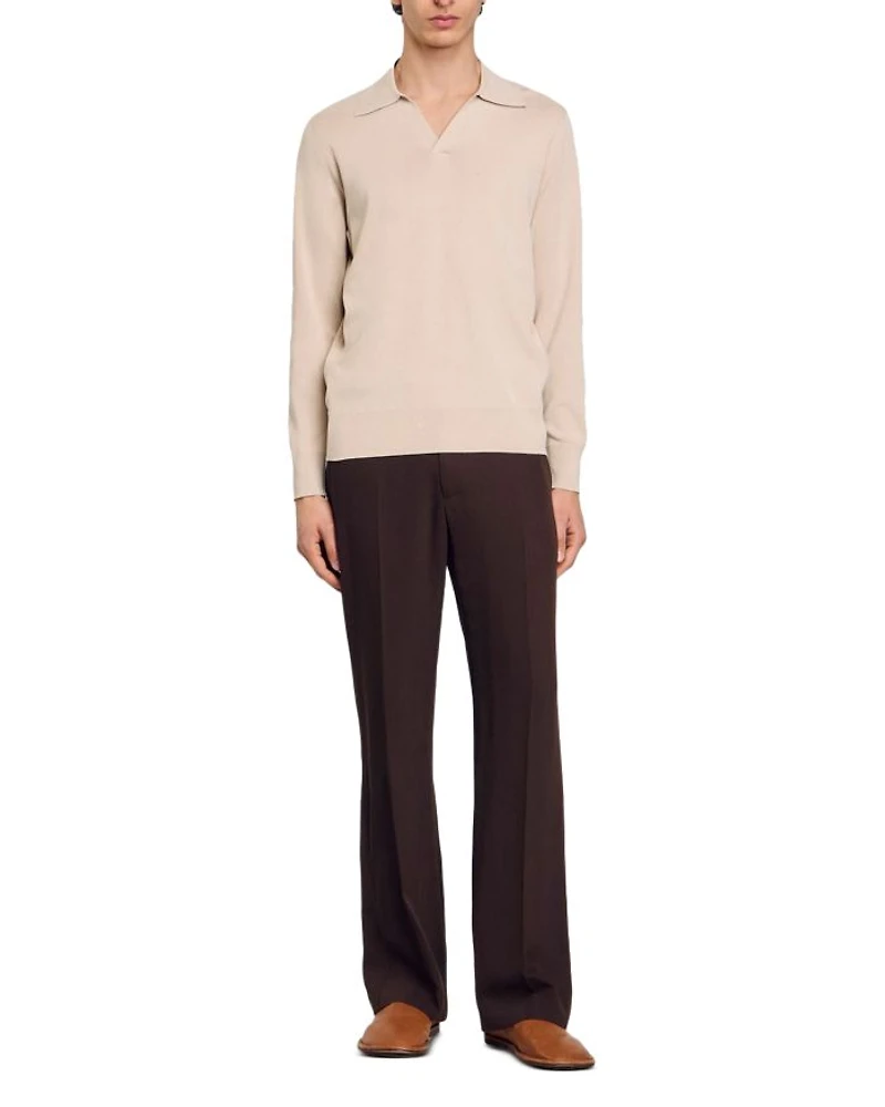 Knit Long Sleeve Polo Shirt