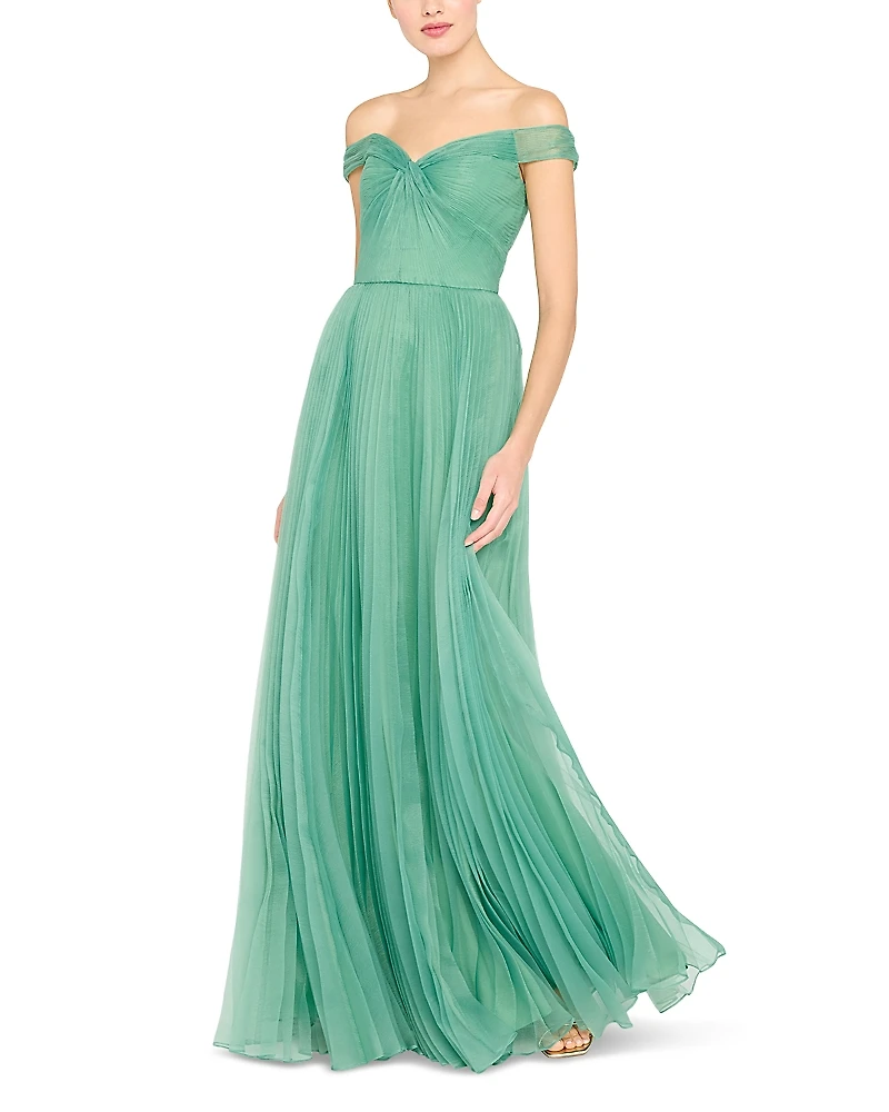 Theia Lisbeth Pleated Gown