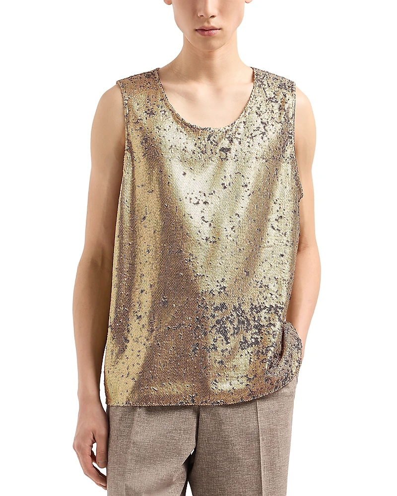 Emporio Armani Gold Sequin Tank Top