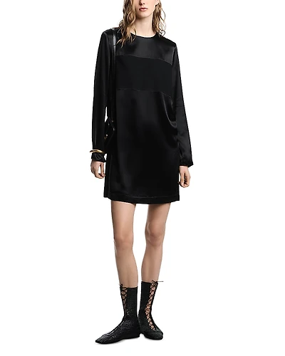Emporio Armani Satin Long Sleeve Shift Dress