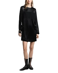 Emporio Armani Satin Long Sleeve Shift Dress