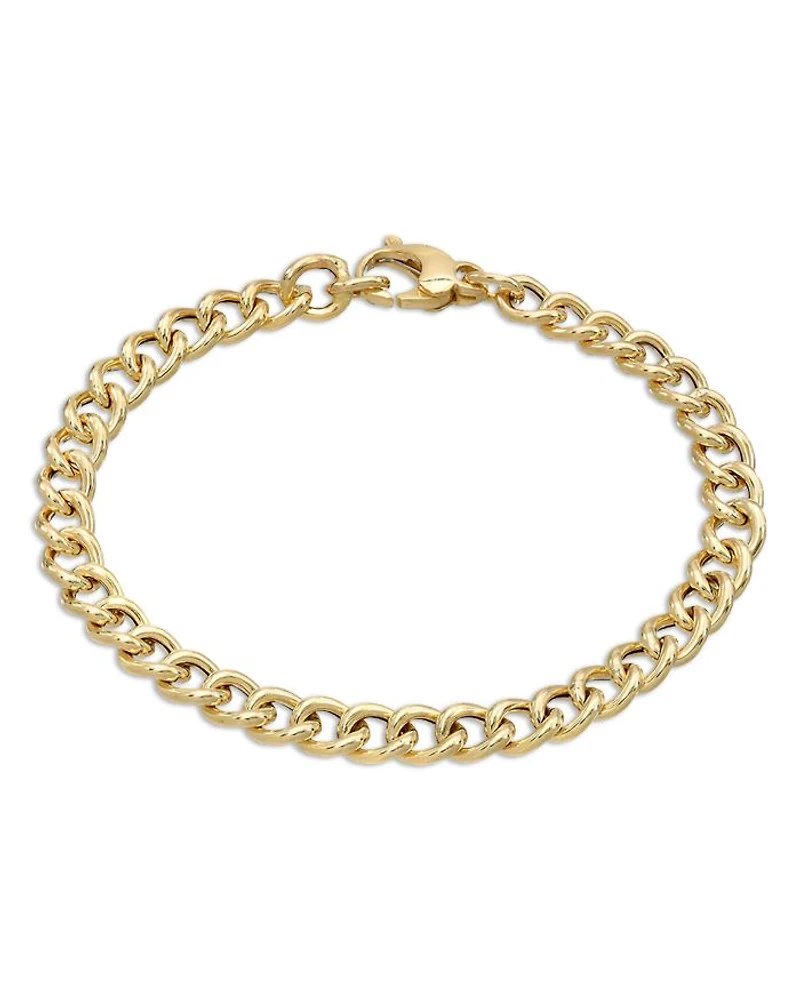 14K Yellow Gold Large Curb Link Chain Bracelet