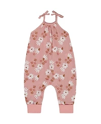 Deux par Girls' Printed Muslin Tie Strap Jumpsuit - Baby
