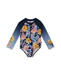 Deux par Deux Girls' Printed Long Sleeve Rashguard - Big Kid