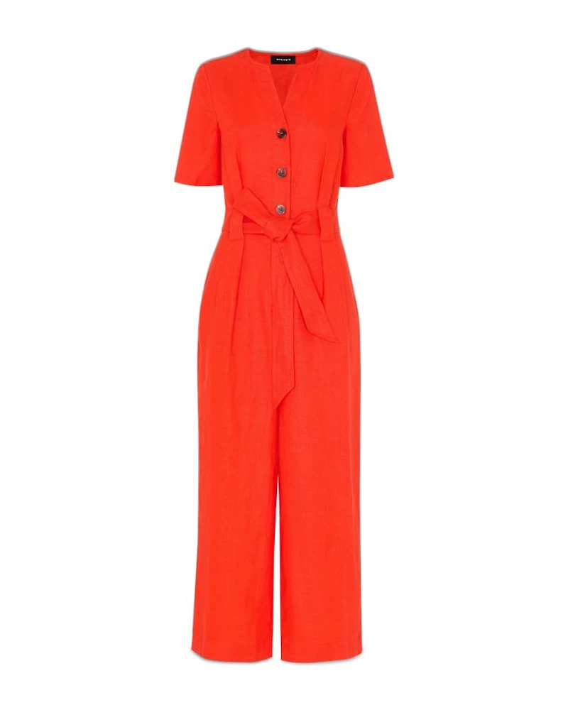 Fiona Linen Button Front Jumpsuit