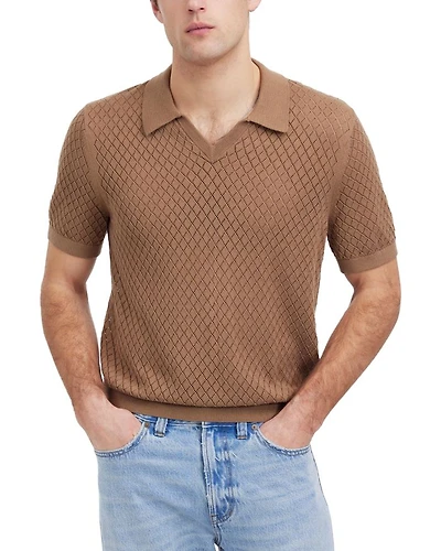 Diamond Pointelle Stitch Regular Fit Short Sleeve Sweater