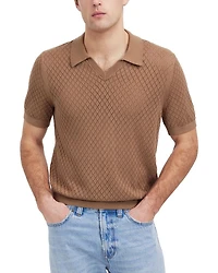 Diamond Pointelle Stitch Regular Fit Short Sleeve Sweater