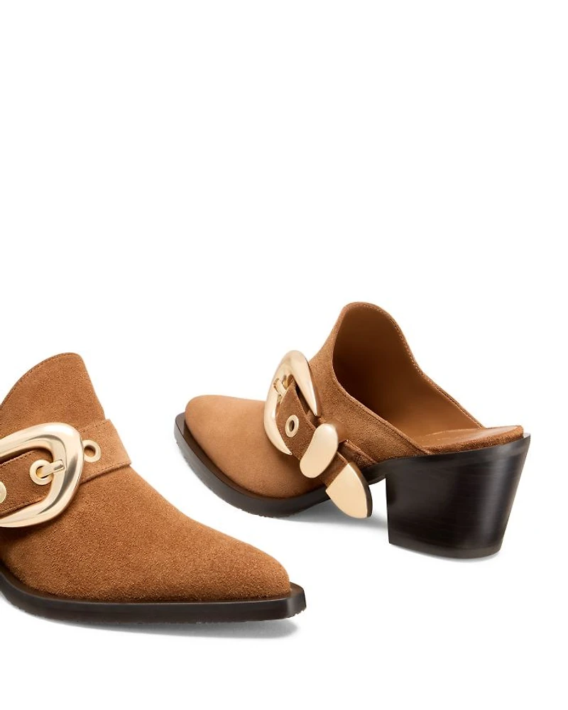 Women's Maven Almond Toe Western Style Block Heel Mules