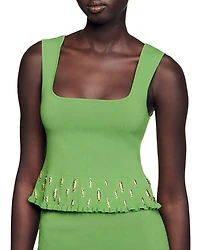 Square Neck Peplum Hem Top