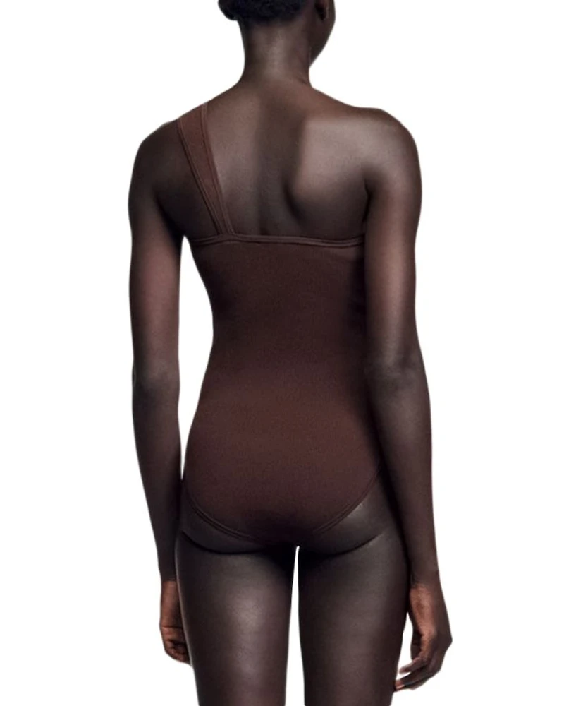 Angele Asymmetric Ribbed Leotard