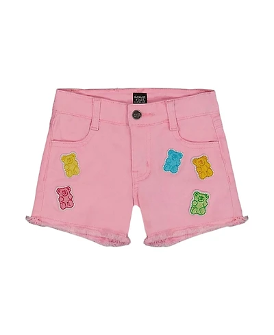 Deux par Deux Girls' Jean Short with Embroidery Gummies - Big Kid