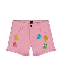 Deux par Deux Girls' Jean Short with Embroidery Gummies - Big Kid