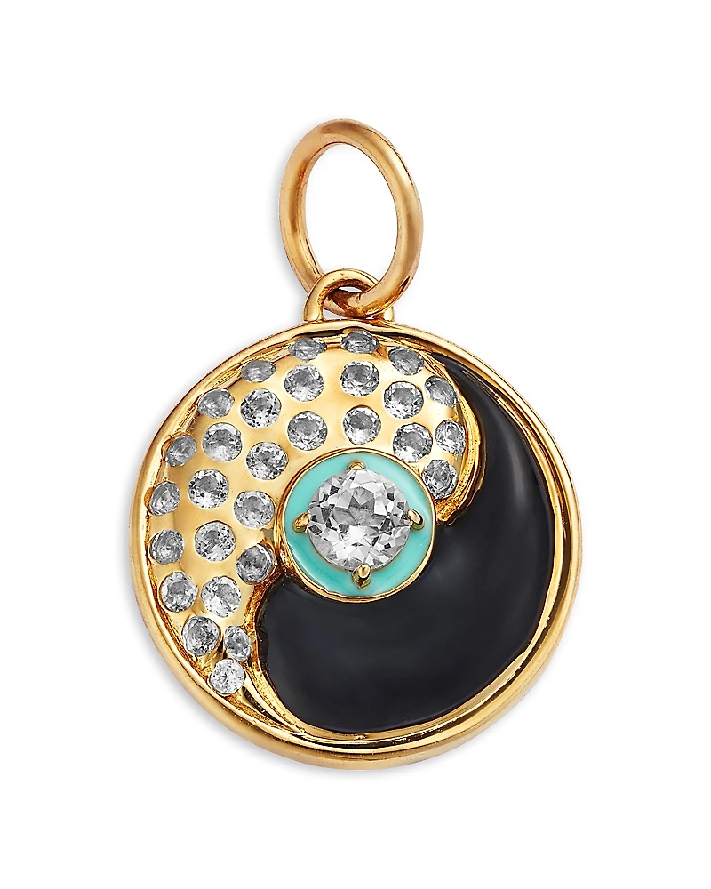 Moon & Meadow 14K Yellow Gold White Topaz Yin Yang Charm