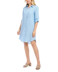 Roll Tab Linen Shirt Dress