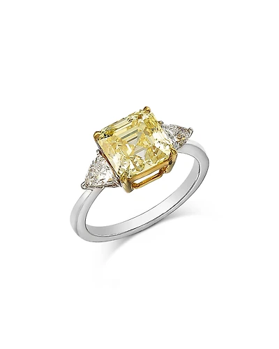 Bloomingdale's Fine Collection Certified Lab Grown White & Yellow Asscher Cut Diamond Engagement Ring