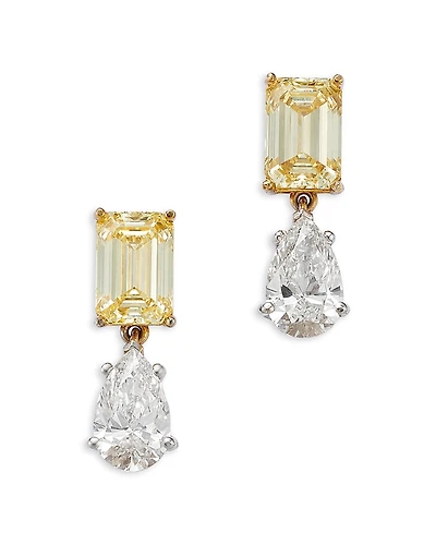 Bloomingdale's Fine Collection Certified Lab Grown Yellow & White Diamond Drop Earrings