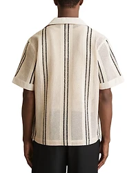 Striped Crochet Short Sleeve Camp Shirt