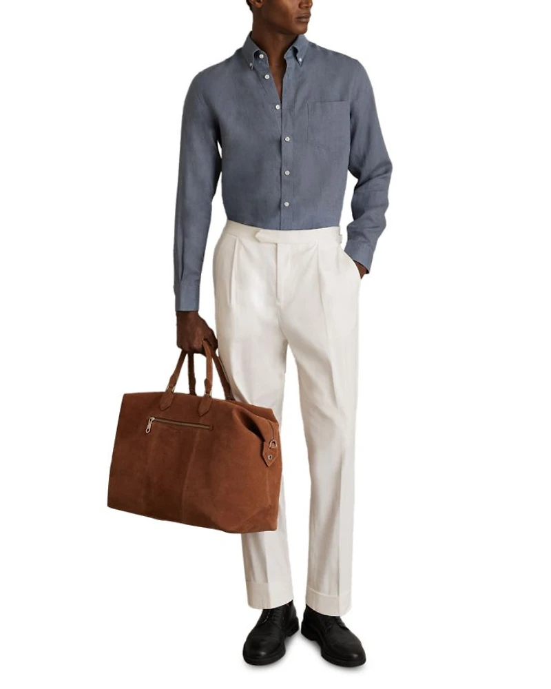 Queens Long Sleeve Button Down Linen Shirt
