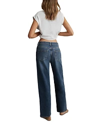 Selin Straight Leg Mid Rise Jeans Blue