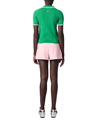 Pointelle Knit Crochet Polo Shirt