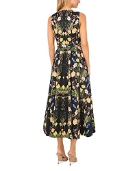 Floral Tie Neck Sleeveless Maxi Dress